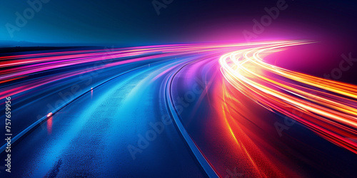 Abstract light streams city background 