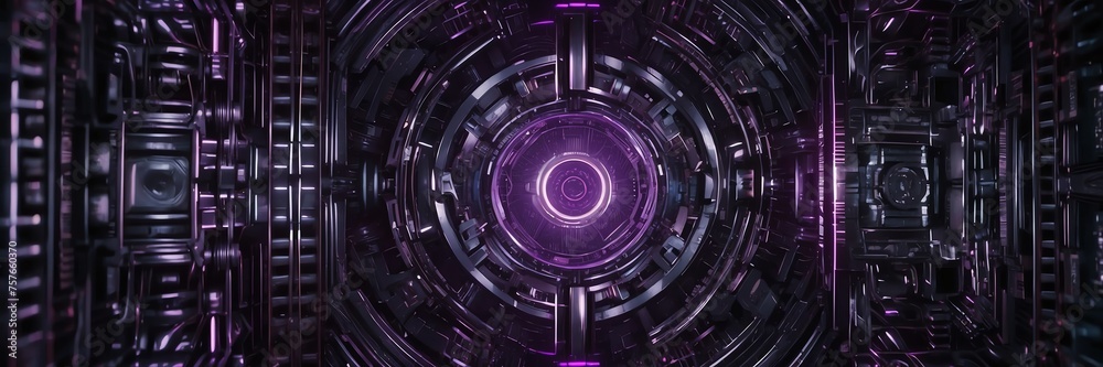Obraz premium Purple abstract technology artificial intelligence concept background, banner template background illustration from Generative AI
