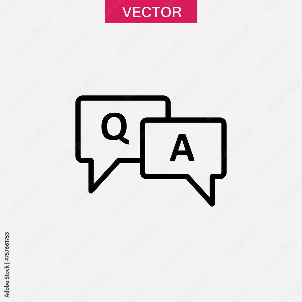 FAQ, questions and answers icon. Q and A speech flat liner illustration..eps FAQ, questions and answers icon. Q and A speech flat liner illustration..eps