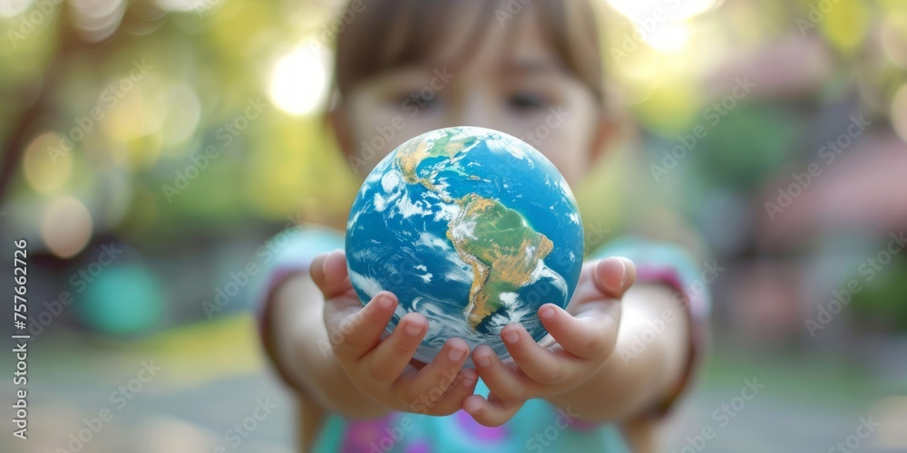 A children holding a small globe in their hands, showing a gesture of care and responsibility towards the Earth. A children holding a small globe in their hands, showing a gesture of care and responsibility towards the Earth.