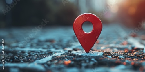 A map with a red marker placed on top to signify a specific location or destination. photo