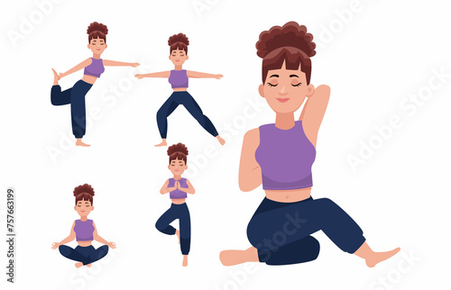 People in poses of yoga 