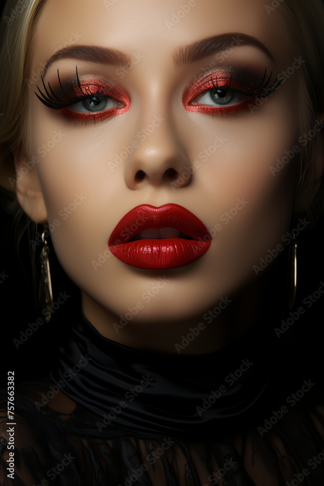 Fototapeta premium portrait of a woman with red lips