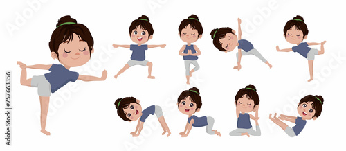 People in poses of yoga 