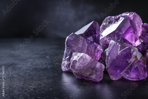 Shimmering Jewels: Amethyst on Black Shine - A Collection of Nature's Finest Gemstones Including Amethyst