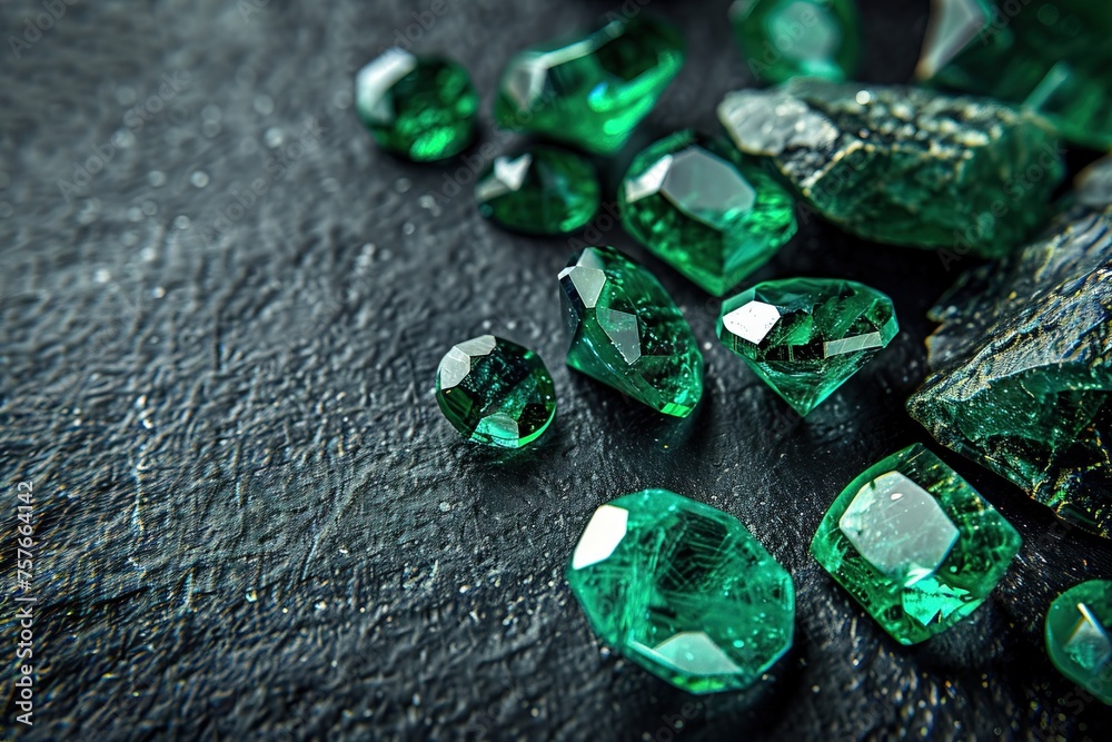 Jeweled Harmony: Emerald on Black Shine with a Symphony of Natural Gemstones Jeweled Harmony: Emerald on Black Shine with a Symphony of Natural Gemstones