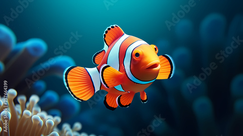 clownfish in sea anemone © xuan