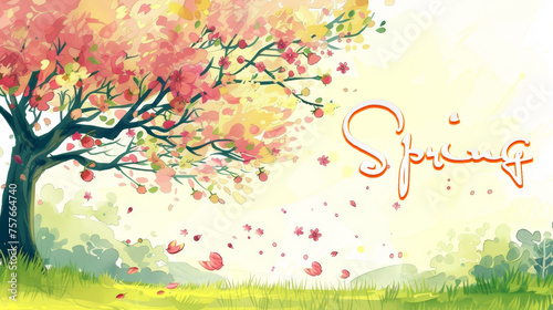 Creative drawn spring wallpaper with copy space 