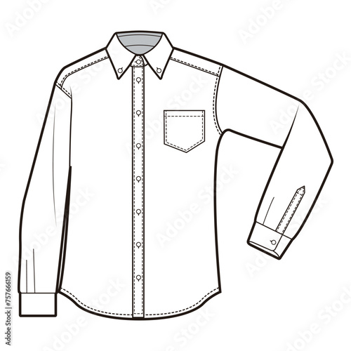 Button Down Collar Shirt Flat Sketch Vector Design Illustration01