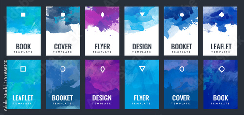Brochure template layout, flyer cover design with watercolor background