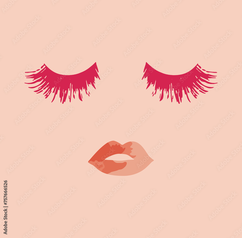 Vector illustration of fashion lips and eyebrows. Vector illustration of fashion lips and eyebrows.