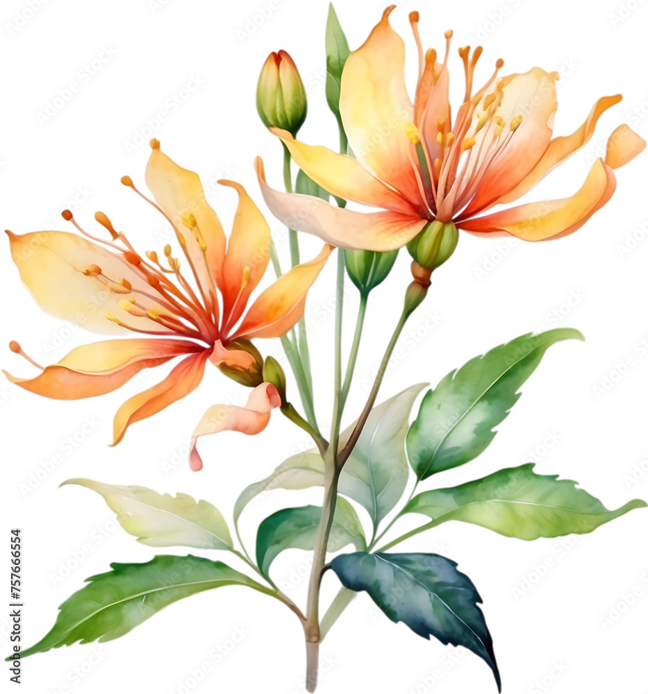Watercolor painting of Palash flower.