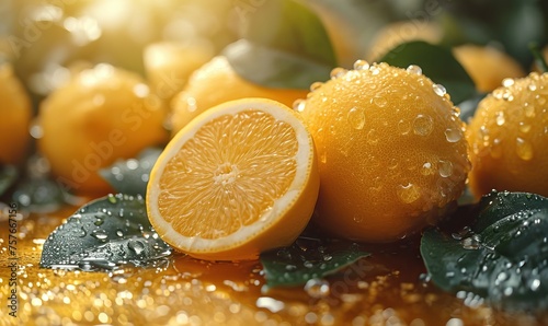 Colorful and juicy slices of fresh oranges.