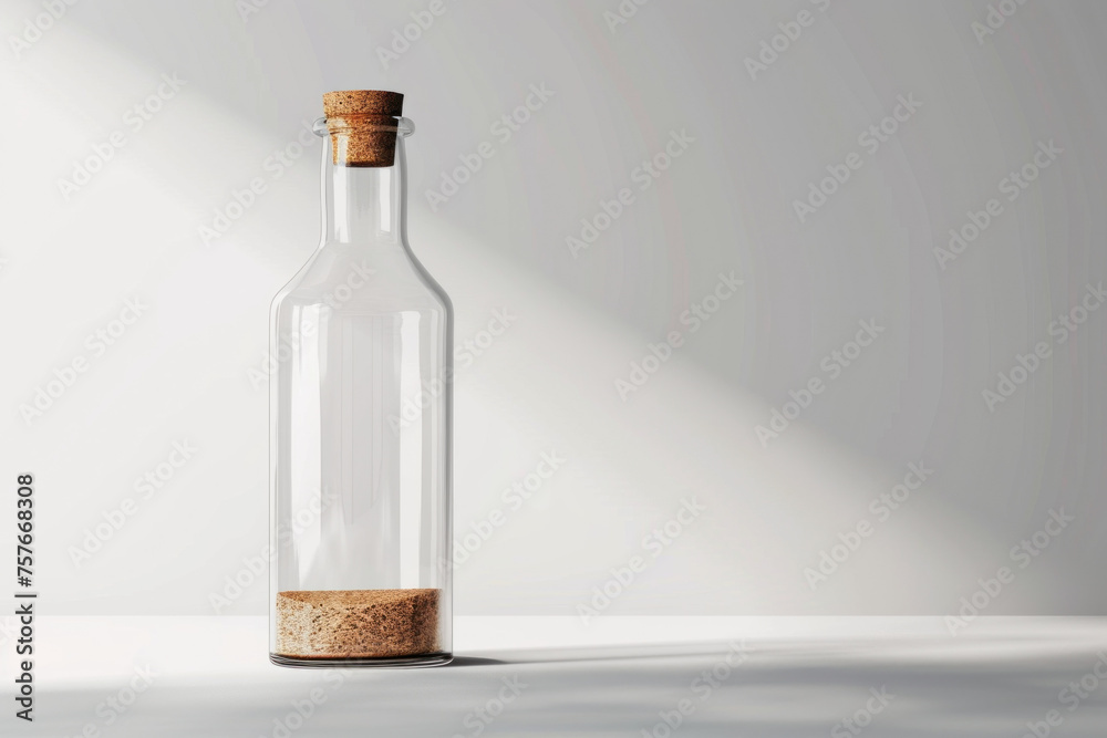  Elegant Transparent Glass Potion Bottle with Cork Stopper on a White Background