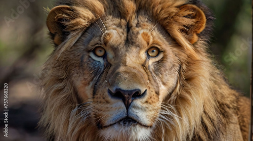 close up portrait of a lion © Thavindu Perera  
