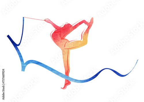 rhythmic gymnastics drawn in watercolor	