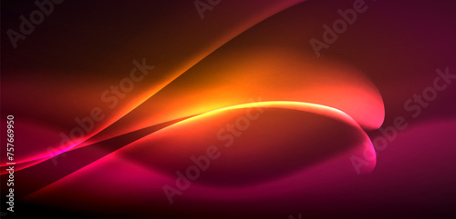 Dynamic waves in ethereal glow of neon lights. Concept merges fluidity of motion with vibrant allure of neon, crafting entrancing backdrop that embodies both vitality and futuristic sophistication