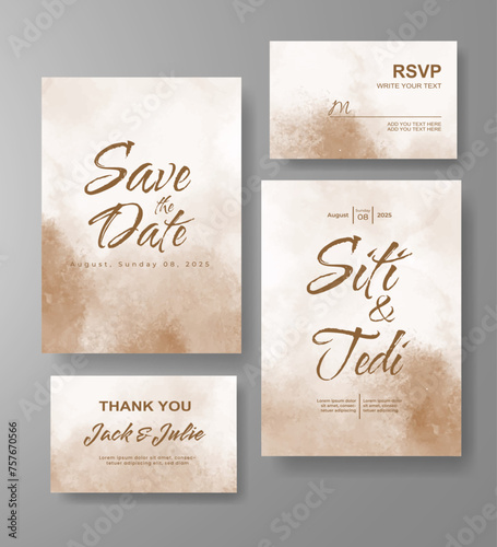 Wedding invitation with abstract watercolor background