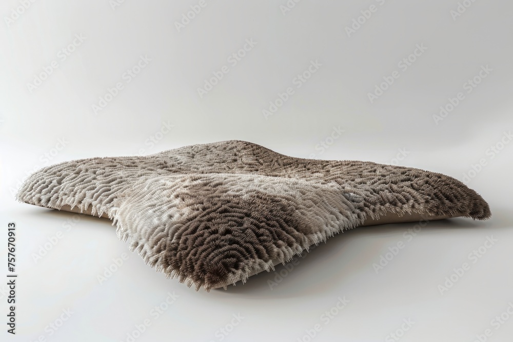 Obraz premium 3D Render of a cozy rug, enhancing the warmth and comfort of any living space, on isolated white background, Generative AI