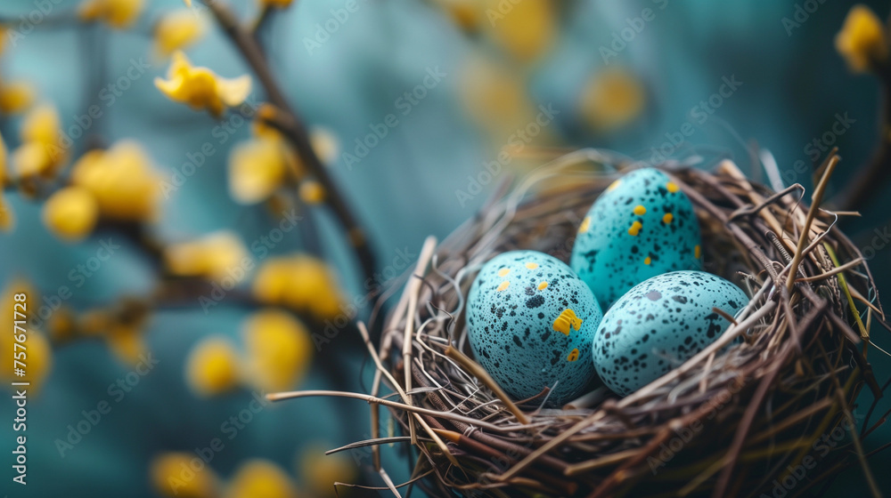 easter eggs in nest, Easter Background