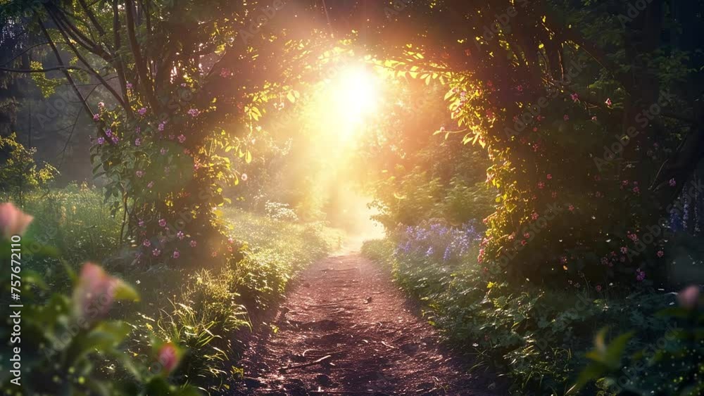 fantasy background in a forest with path. path through enchanting fairytale deep forest view. seamless looping overlay 4k virtual video animation background fantasy background in a forest with path. path through enchanting fairytale deep forest view. seamless looping overlay 4k virtual video animation background