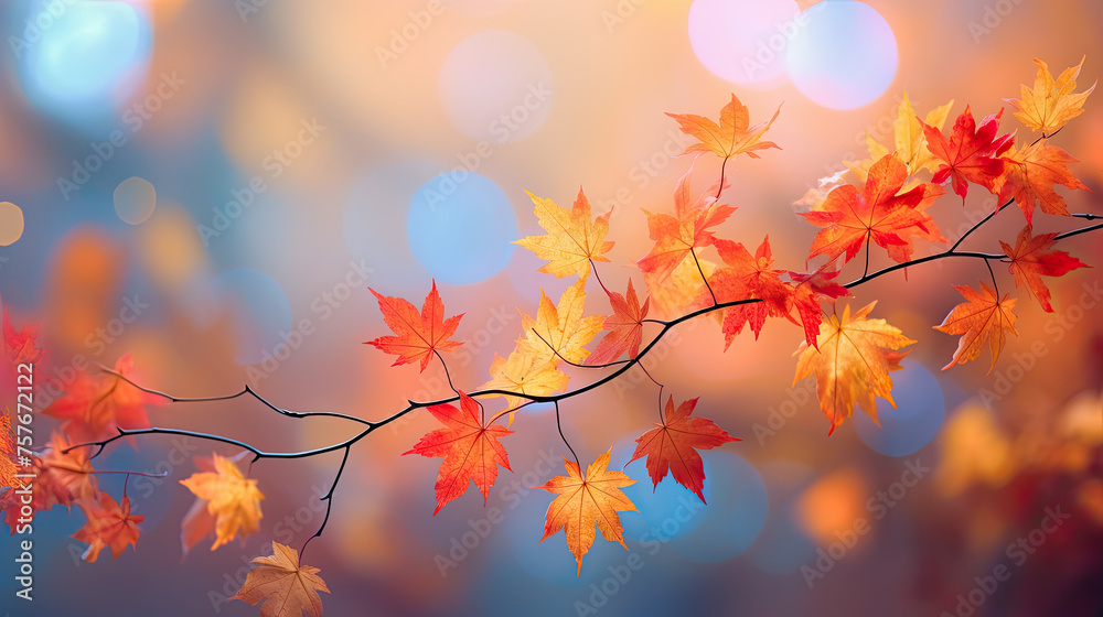 Autumn Maple Leaves on Blurred Background