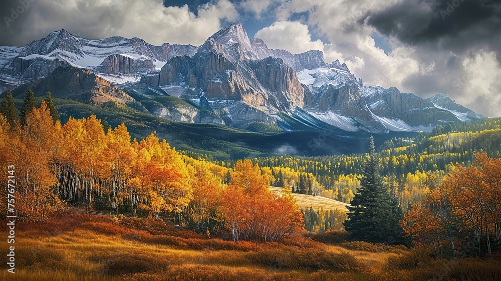 Panorama mountain autumn landscape. copy space for text.