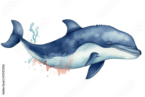 illustration cute animal underwater whale Watercolor baby ocean blue