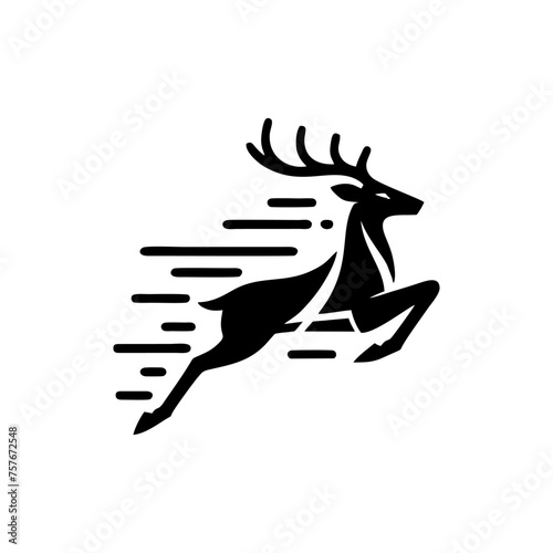 running deer logo concept. Deer logo design template. Deer silhouette on a white backgrounds, vector illustration