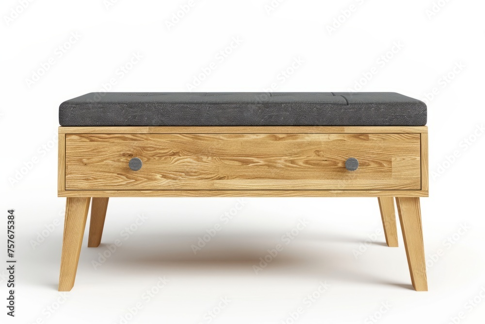 3D Render of a stylish bench, providing additional seating and storage in entryways or bedrooms, on isolated white background, Generative AI 3D Render of a stylish bench, providing additional seating and storage in entryways or bedrooms, on isolated white background, Generative AI