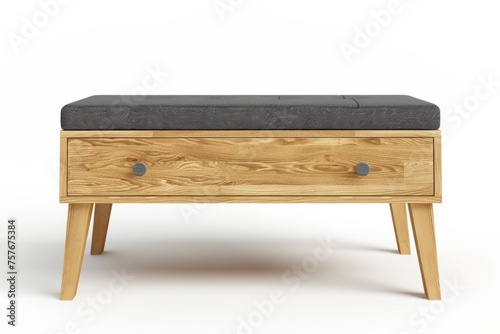  3D Render of a stylish bench, providing additional seating and storage in entryways or bedrooms, on isolated white background, Generative AI