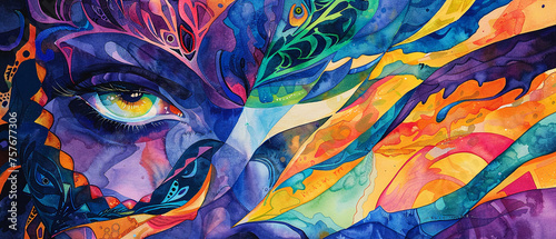 Watercolor A creature of lore depicted in vibrant