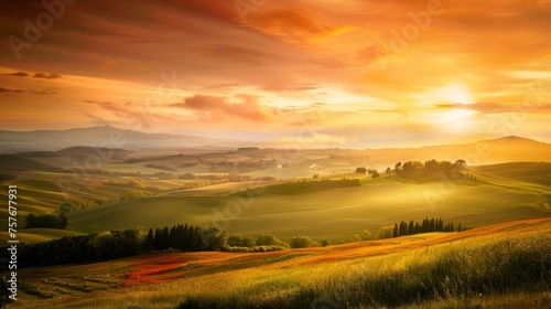 Peaceful Countryside Sunset Landscape © Newaystock