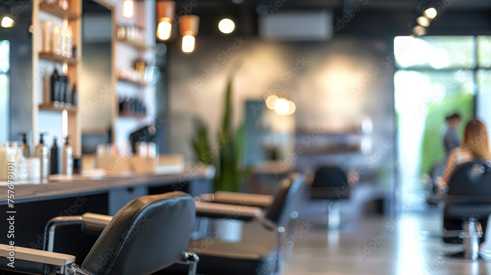 Modern beauty salon background with blurred effect Modern beauty salon background with blurred effect