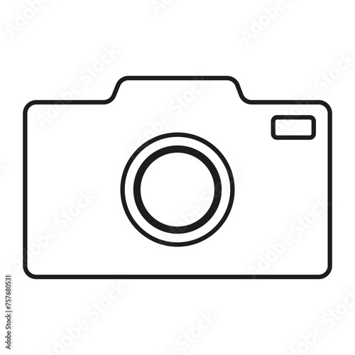 Camera icon, photography symbol. Digital capture device. Simple snapshot gadget. Vector illustration. EPS 10.