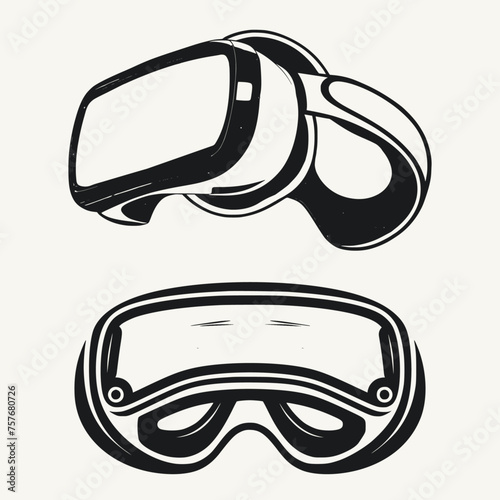 virtual reality (VR) headset goggles vector illustration, Generative Ai