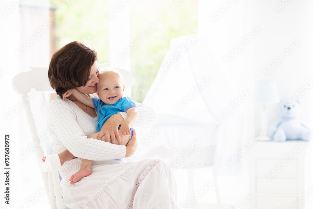 Mother and baby in bedroom Mother and baby in bedroom