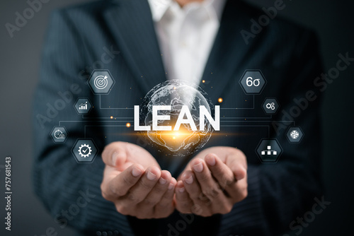 Lean manufacturing and six sigma management. Quality standard in industry, continuous improvement, reduce waste, improve productivity and efficiency. photo