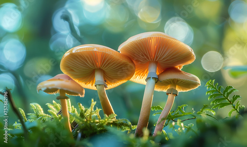 a close up of beautiful mushrooms, Generative AI 