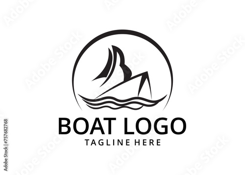 Vector graphic illustration of sailing ship and boat concept logo design template