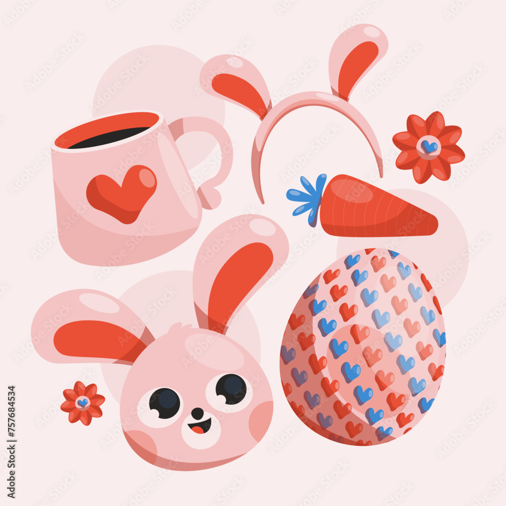 Cute Playful Easter Egg Vetor Set