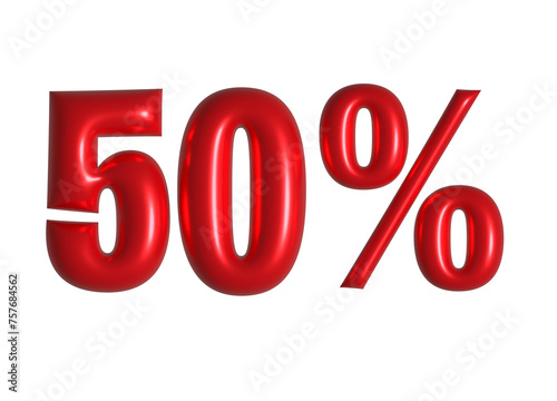 Fifty percent 3d illustration. 50percent PNG  photo