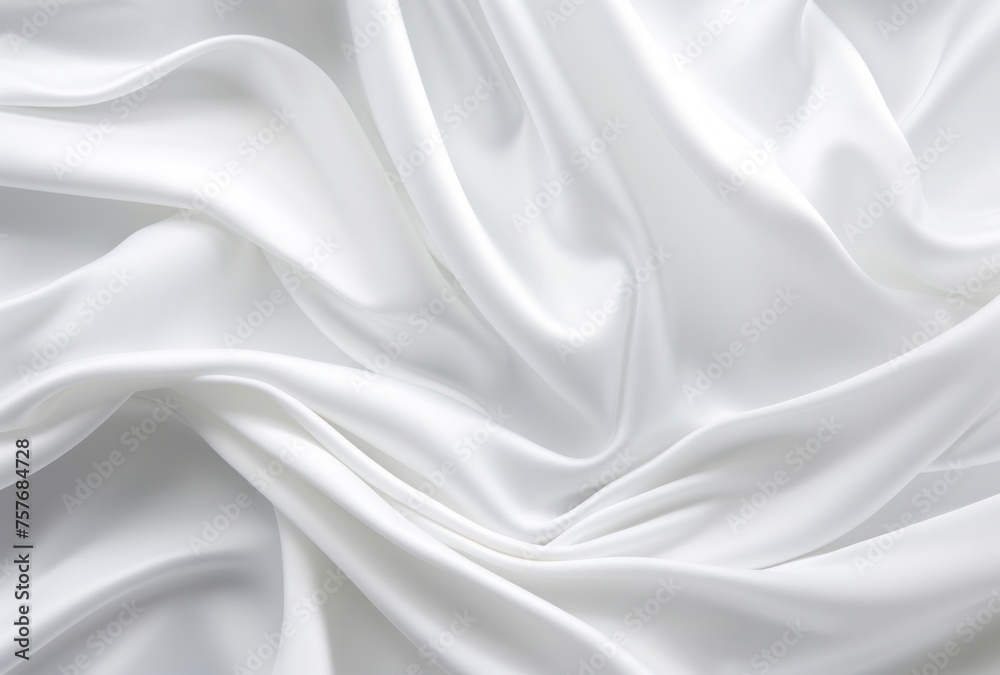 Fototapeta premium A white silk background with soft folds presents multidimensional shading, y2k aesthetic, gutai group, flat, and limited shading.