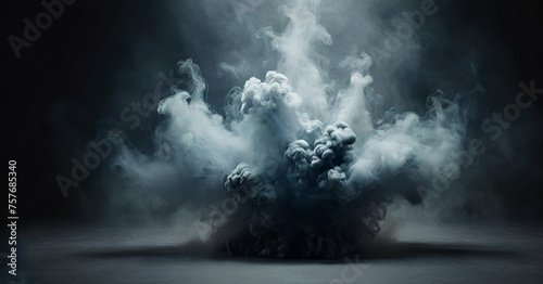 A burning explosion with a black background and smoke coming out of it on black background ai generative