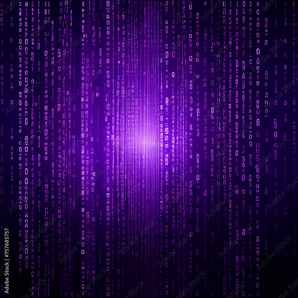 Abstract purple binary code background - generated by ai