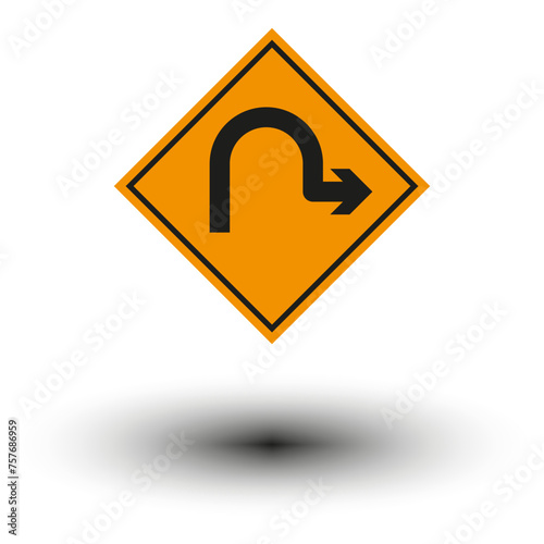 Free Download Road sign u turn. Traffic arrow direction. Warning navigation symbol. Vector illustration. EPS 10. - GFXLoad