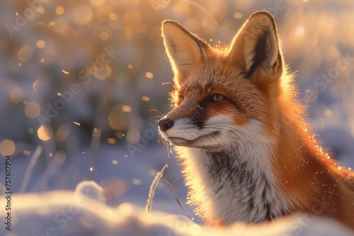 A fox amidst a serene snowy landscape © wpw