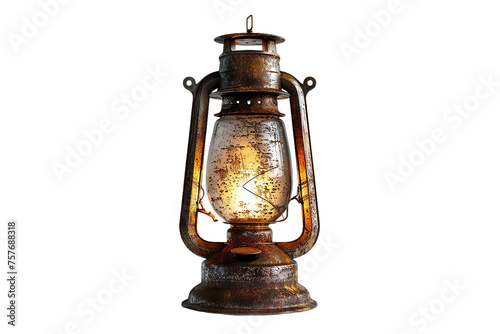 Vintage oil lamp isolated on a background, antique metal lantern reminiscent of ancient culture