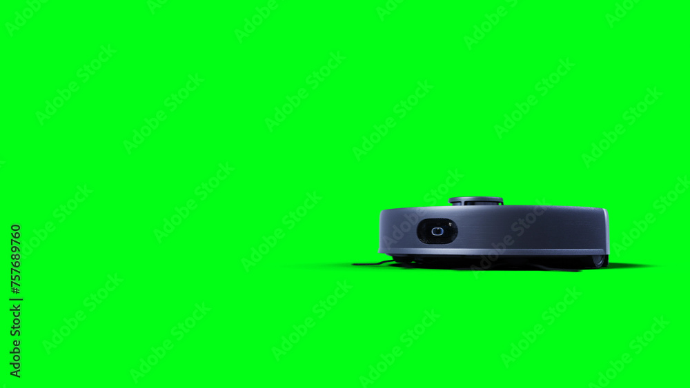 Vacuum Robot auto cleaning. Green screen isolate. 3d rendering. Vacuum Robot auto cleaning. Green screen isolate. 3d rendering.