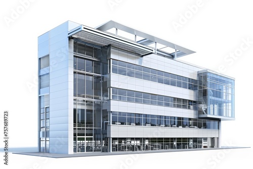 3D Render of a technology institute building with engineering labs and innovation spaces, on isolated white background, Generative AI
